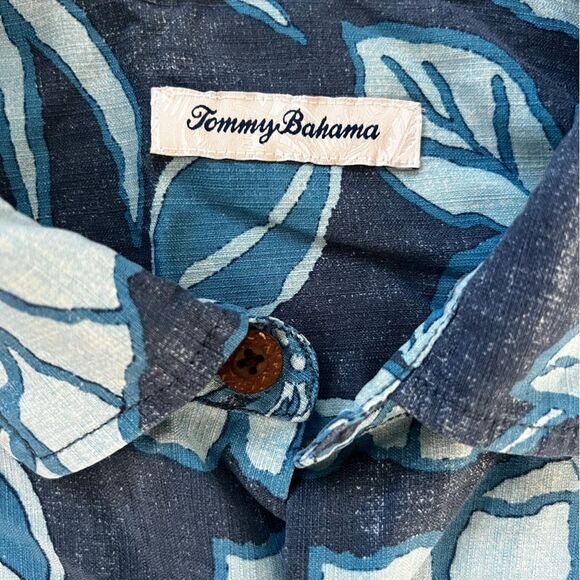 Tommy Bahama Mens Camp Shirt Button Up Beach Hawaiian Floral Silk Blue Size XL - Picture 3 of 12